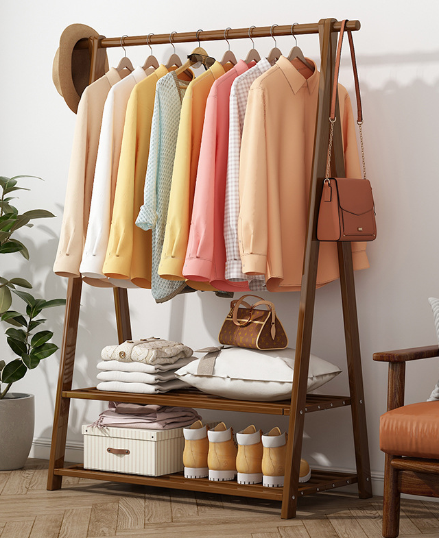 Foldable Clothes Hanger Rack Wooden Garment Rack Clothes Rack with