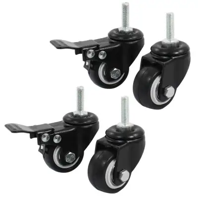 Shopping Wheel Trolley Brake Swivel Caster, 1.5-Inch, Black, 4-Piece