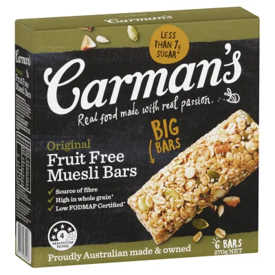 Carman's Original Fruit Free Muesli Bars 6x45g