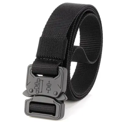 Khaki fabric belt for men tactical designer 2.5 cm width army belts for jeans pants nylon belt black metal buckle slim waist belt 125CM