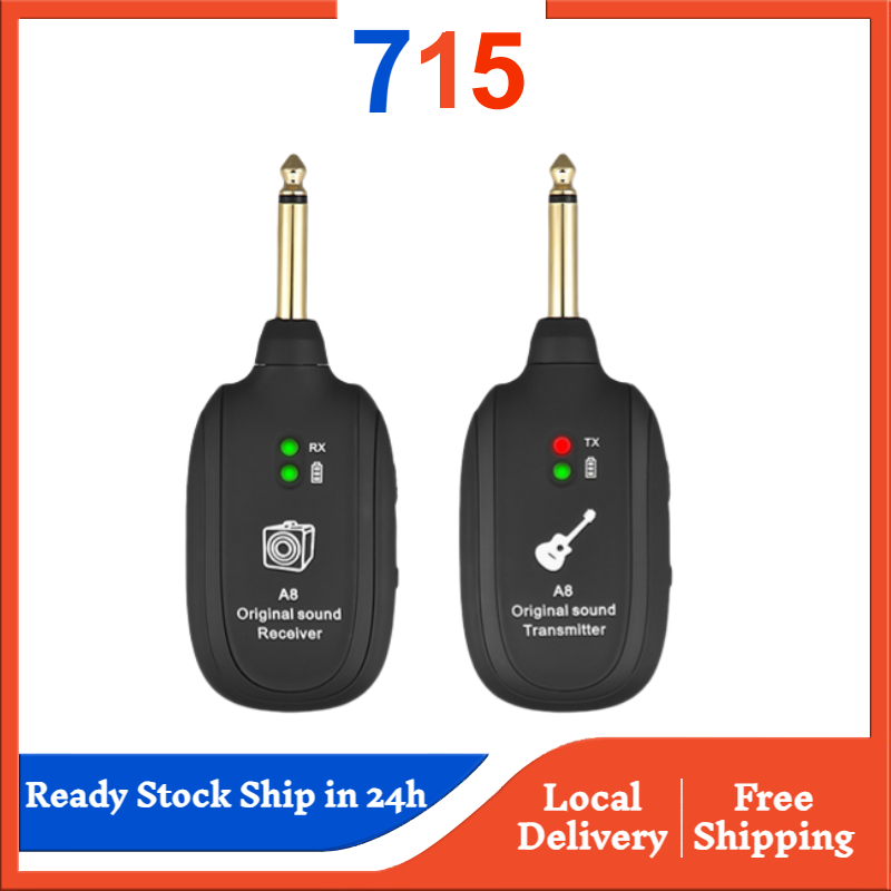 A8 UHF Pick Up Acoustic Guitar Wireless Transmitter Receiver Set Range