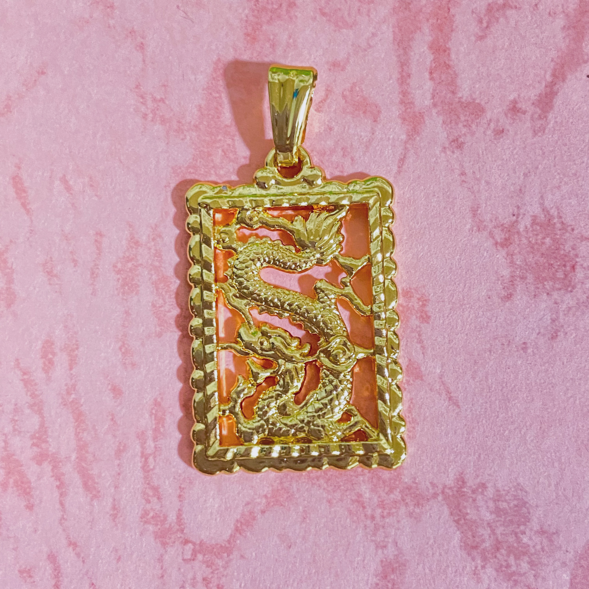 18k Saudi Gold Plated Dragon Pendant 