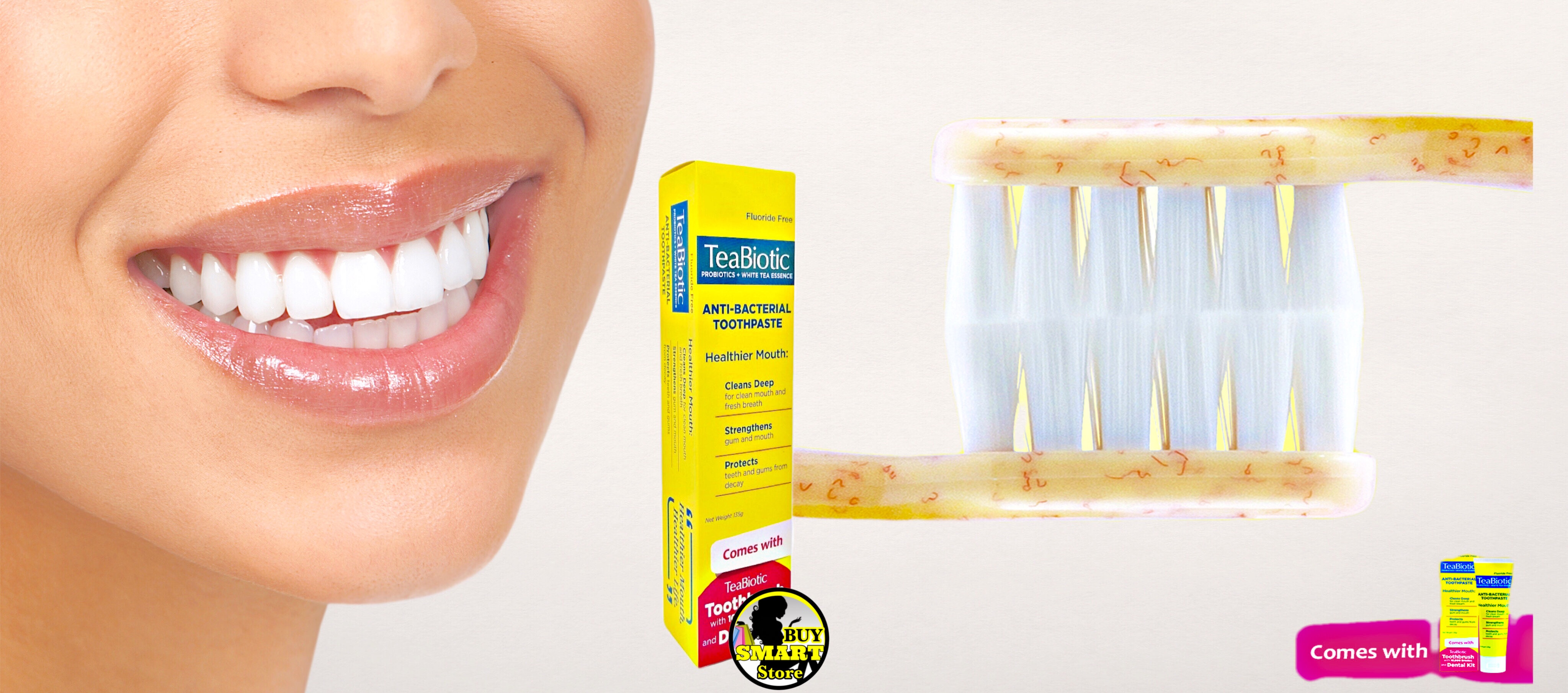 TeaBiotic Probiotic + White Tea Essence Antibacterial Toothpaste with