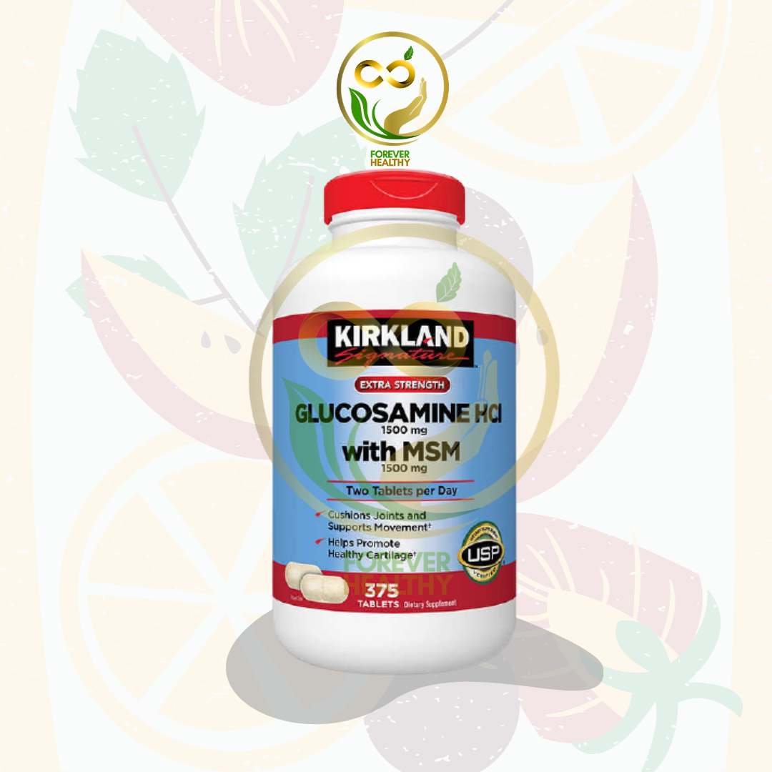 Kirkland Signature Glucosamine HCI 1500mg with MSM 1500 MSM 375 Tablets