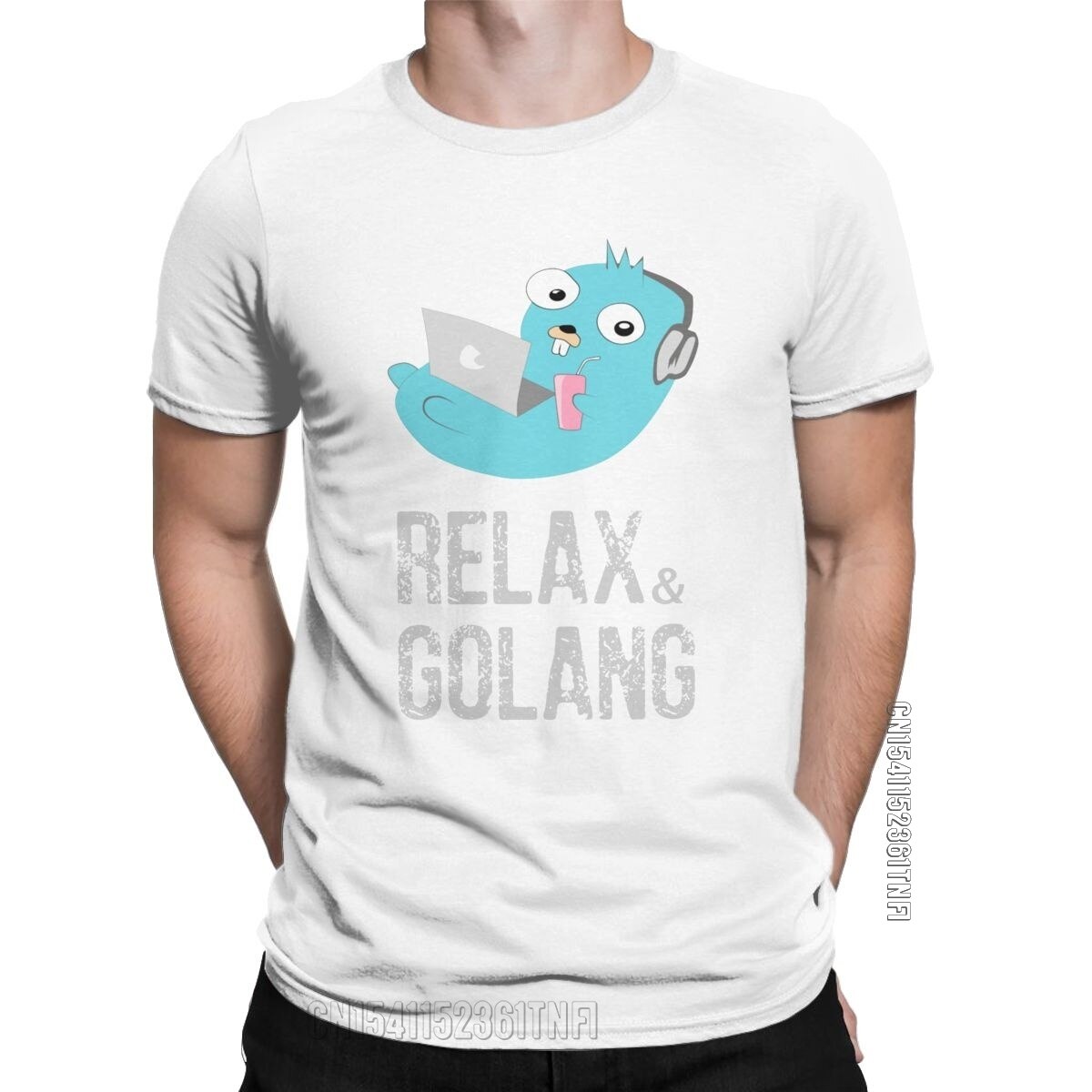 Relaxing Gopher Golang Go T Shirt Men Cotton Casual T-Shirts Crewneck ...