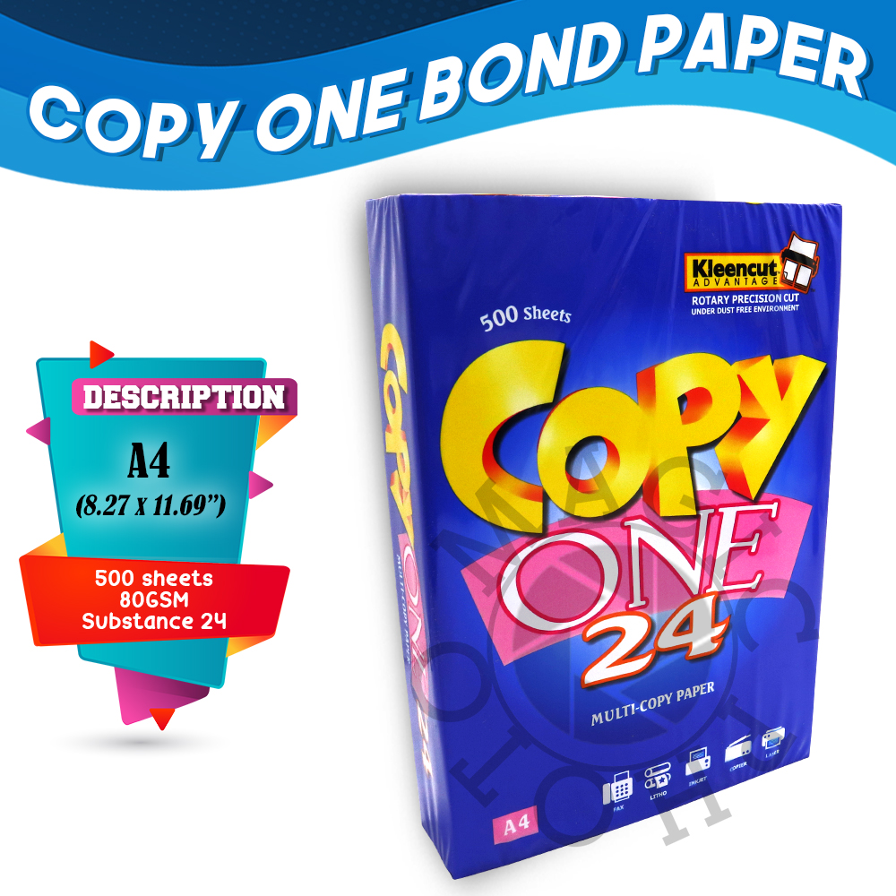 Copy One Bond Paper 80GSM Substance 24 500 Sheets Per Ream A4 copy-one-bond-paper-80gsm-substance-24-500-sheets-per-ream-a4