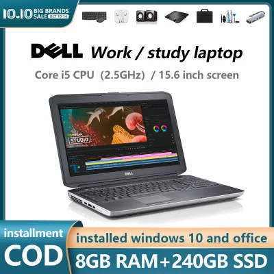 【16 free gifts】+【COD】laptop / E5530 I 15.6in I 3rd generation Intel processor I Core i5 I 8GB memory I 240GB SSD I Built in digital keyboard and HD camera I Suitable for online education + work