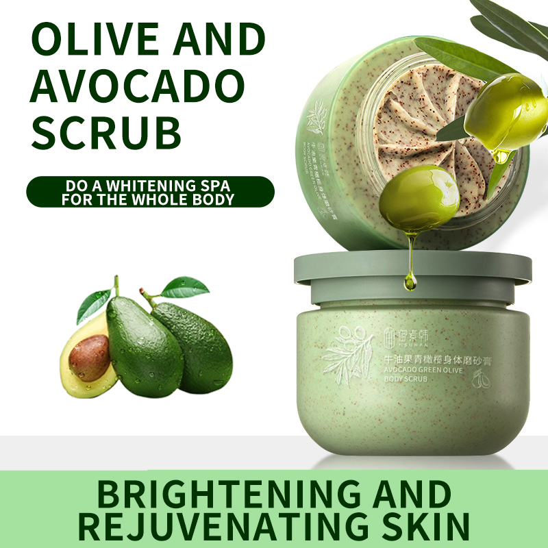 Women Skin Cream Body Scrub Avocado Olive Scrub Deep Cleansing Body