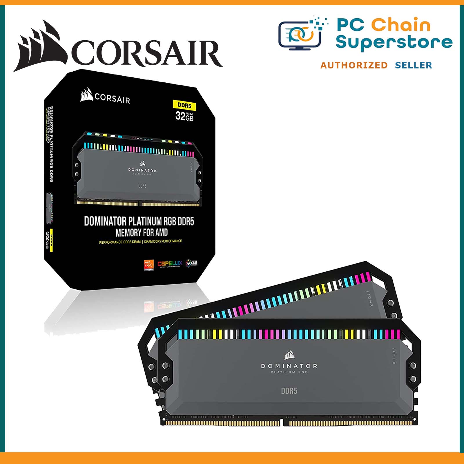 Corsair Dominator Platinum RGB 32GB (2x16GB) DDR5 6000Mhz CL36 AMD ...