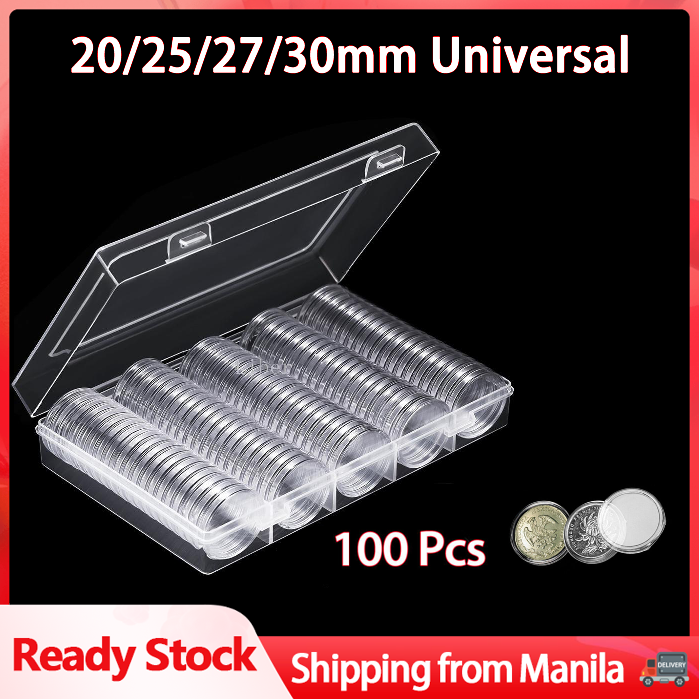 Kinsinder 100PCS Wooden Coin Collection Box Coin Holder Case With Round