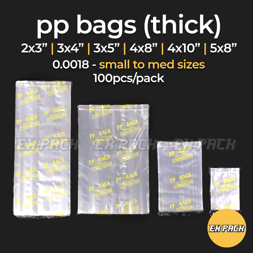 100pcs PP Thick Plastic Bag UGT Small Medium 0.018 Clear for Repacking