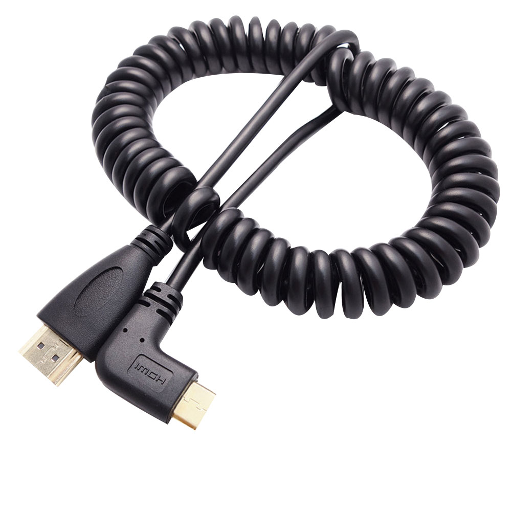 Mini HDMI to HDMI Male 90 Degree Right Angled Adapter Spring Cable for SLR PCMinihdmi To Hdmi 90 Degree Elbow Spring Line