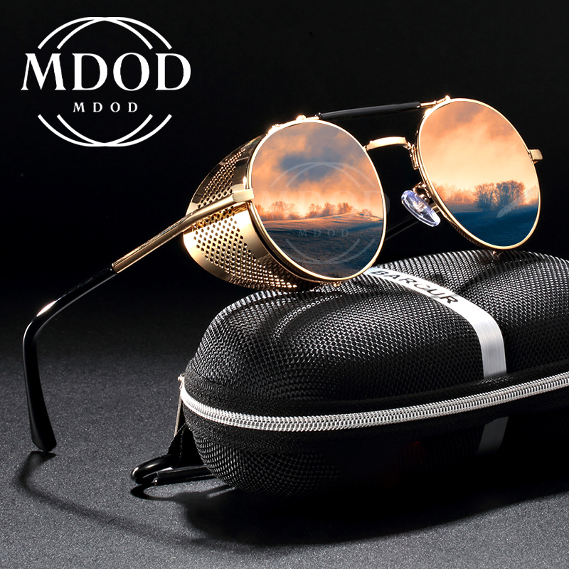 Circle Sunglasses With Side Shields Side Shield Steampunk Round