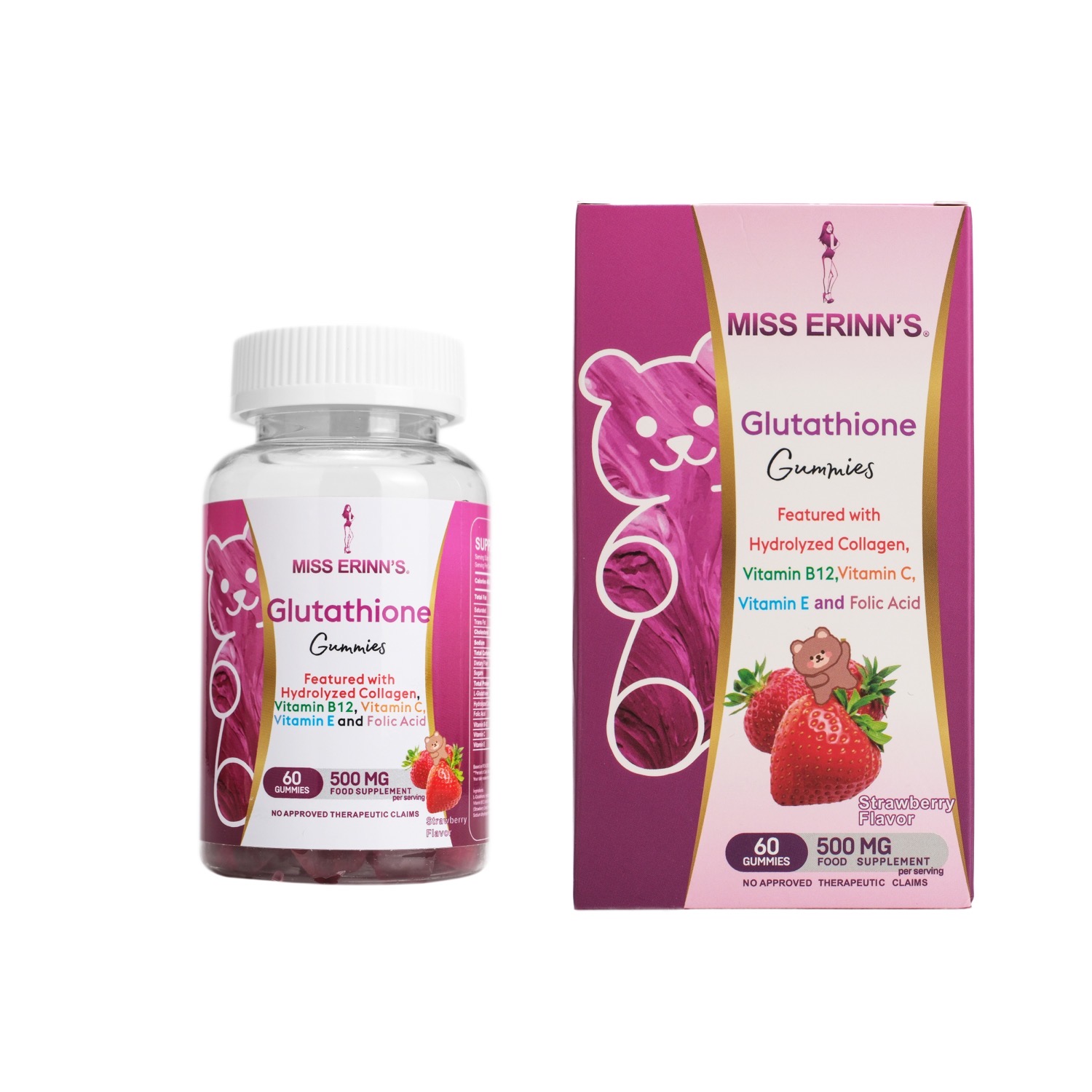 glutathione and folic acid together MISS ERINN'S Glutathione Collagen Vitamin B12, C, E, and Folic Acid (60  Gummies)