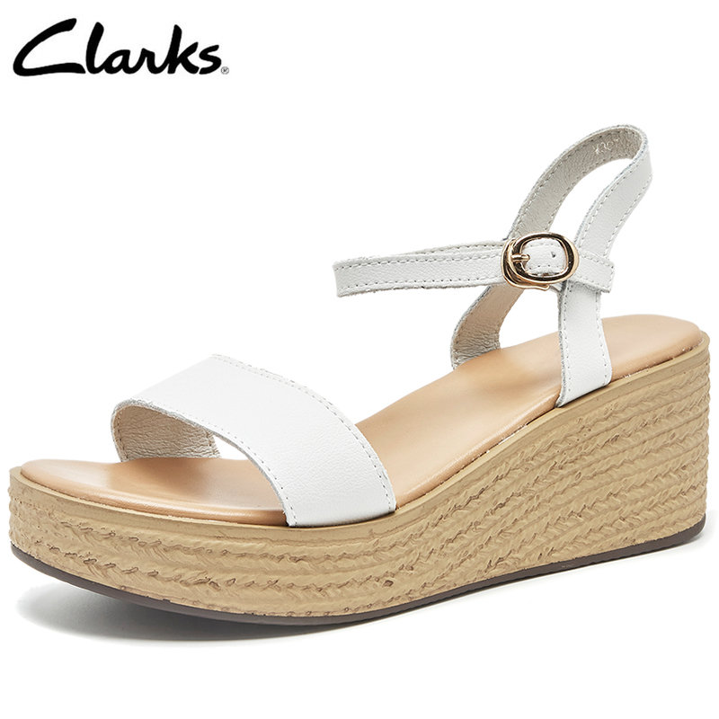 Clarks white hotsell wedge sandals