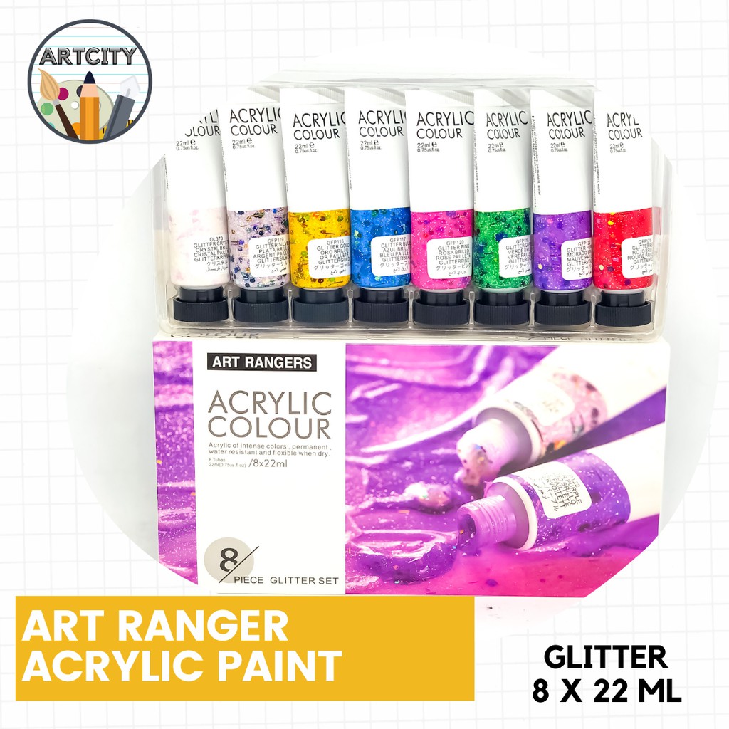 Art Ranger Acrylic Paint Set of 8 Glitter [ArtCity] Lazada PH