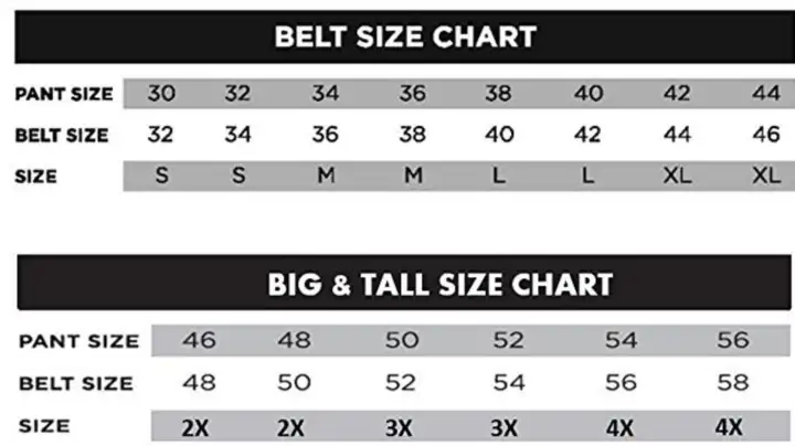 Levis Mens Belt Size Chart