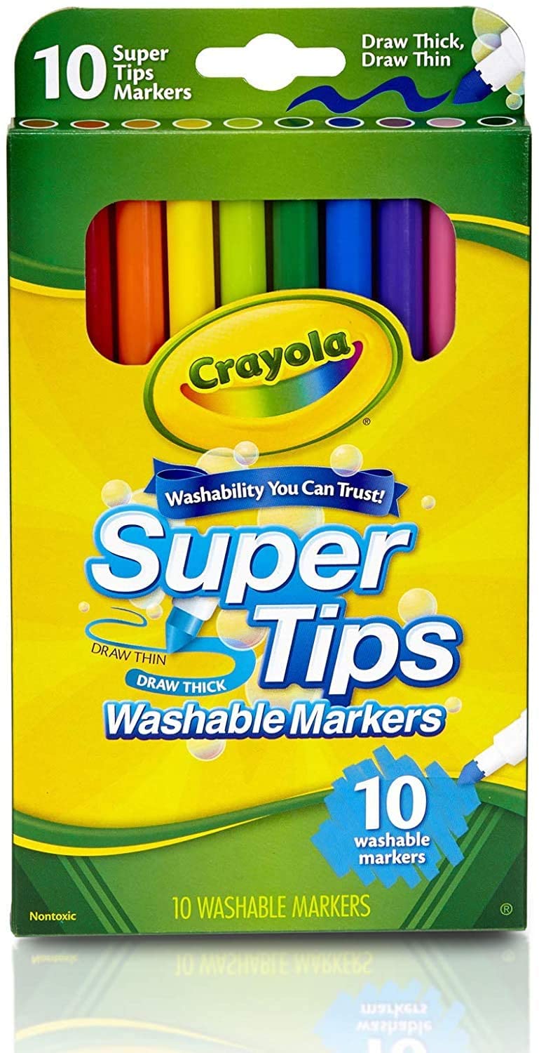 CRAYOLA Super Tips Washable Markers 10 Colors, SuperTips