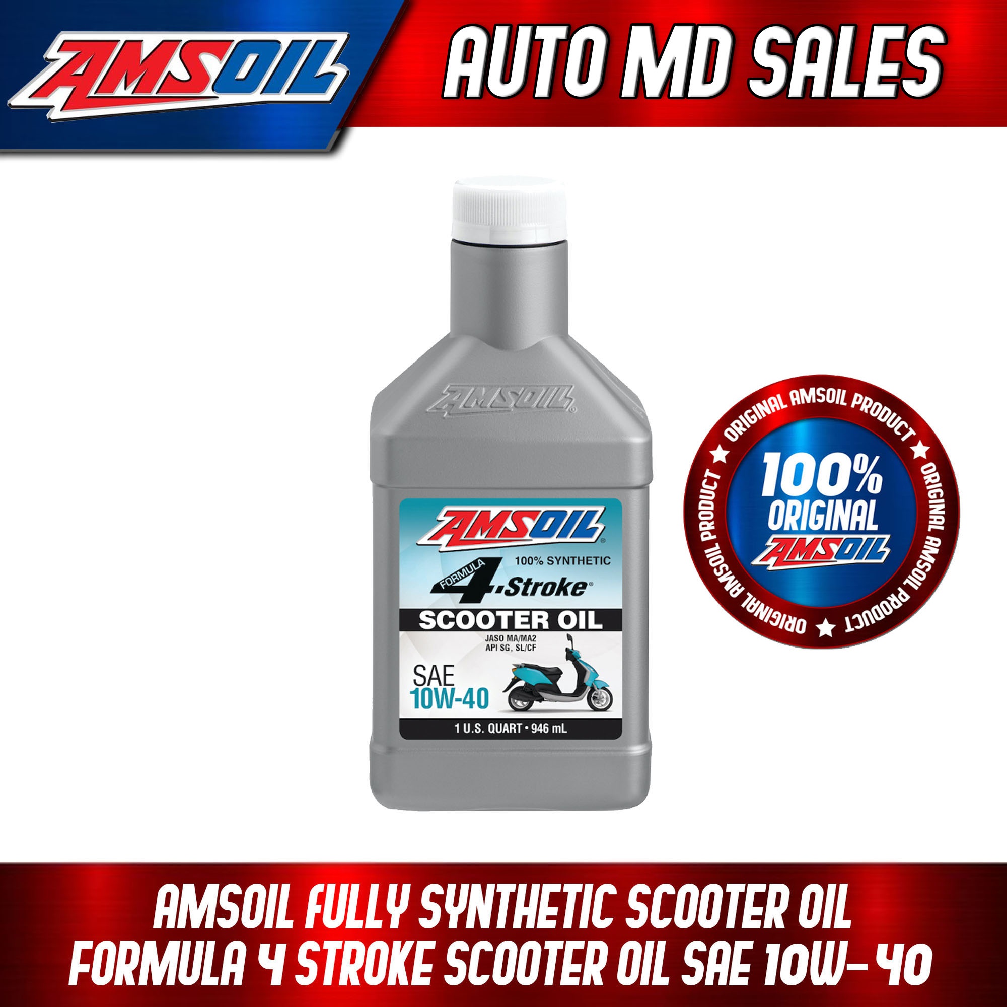 AMSOIL Formula 4-Stroke SAE 10W-40 Synthetic Scooter Oil