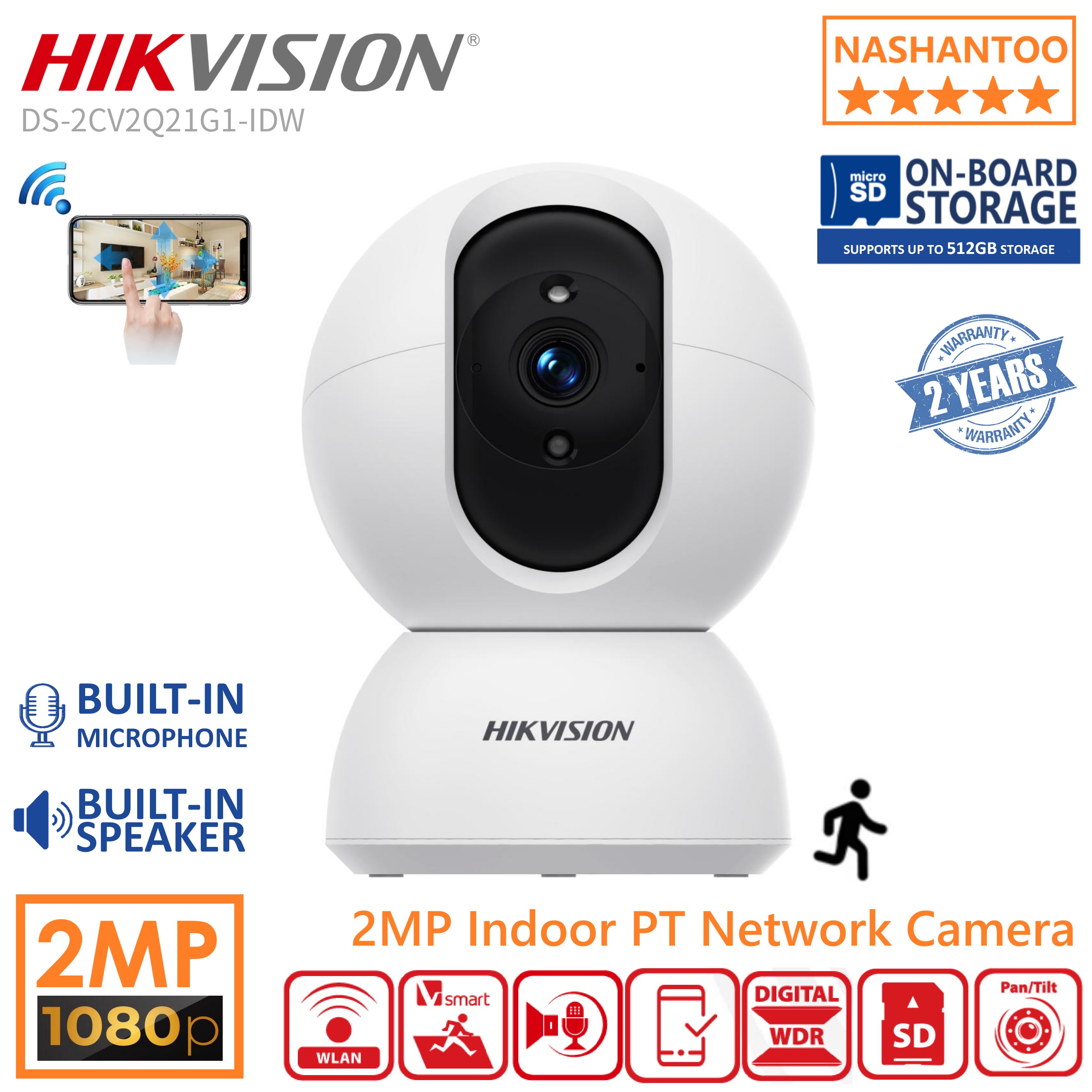 HIKVISION DS-2CV2Q21FD-IW Q1 Wifi PT Camera CCTV Pan/Tilt 360