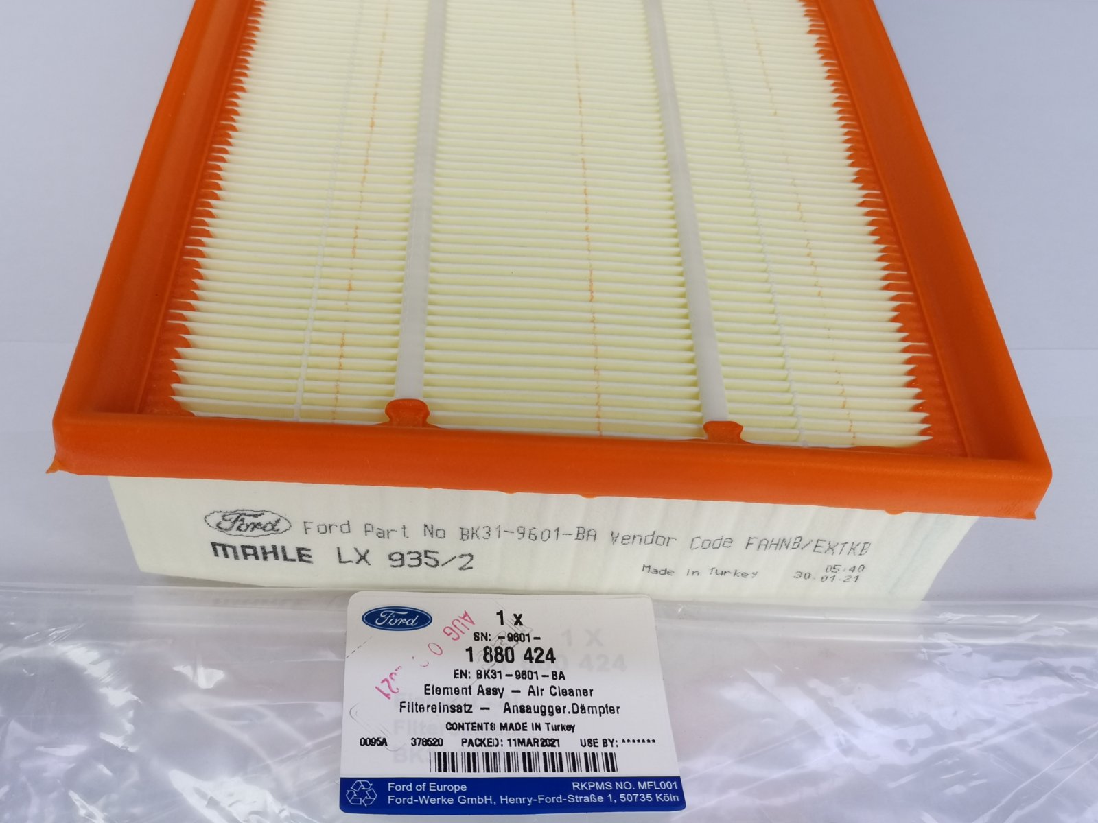 Ford Air Filter for Ford Transit 2.2L TDCi Diesel 20192021 PN