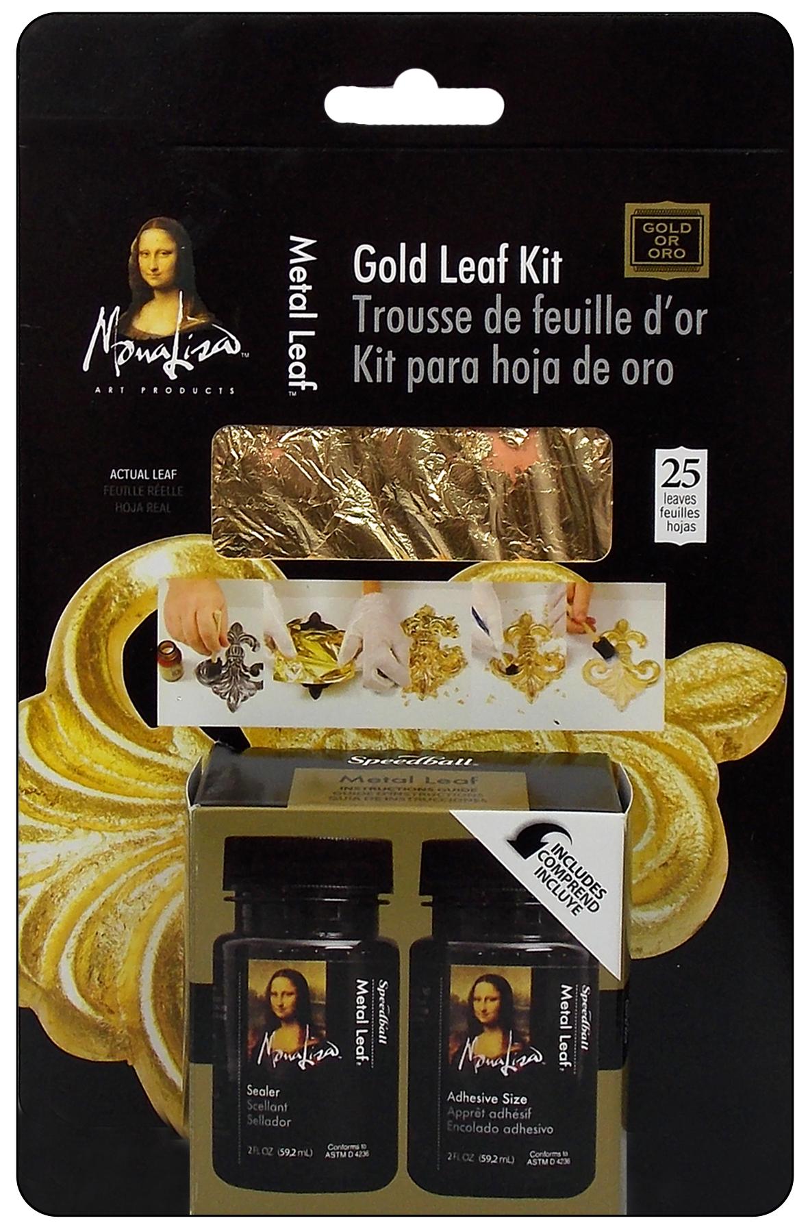 Speedball Mona Lisa Gold Leaf Kit, 25 Sheets of Gold Composition Metal