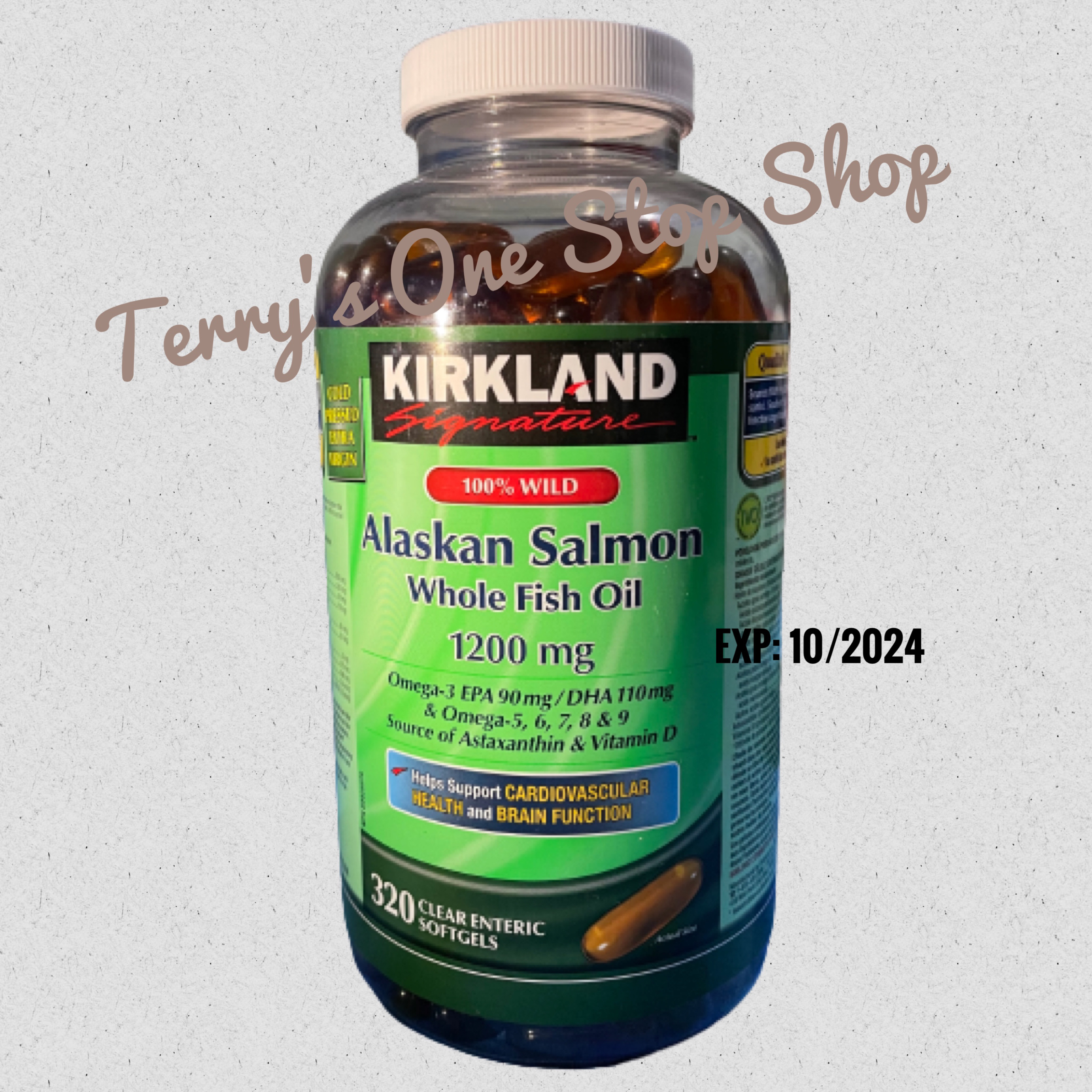 Kirkland Signature 100 Alaskan Salmon Whole Fish Oil 320 Softgels exp