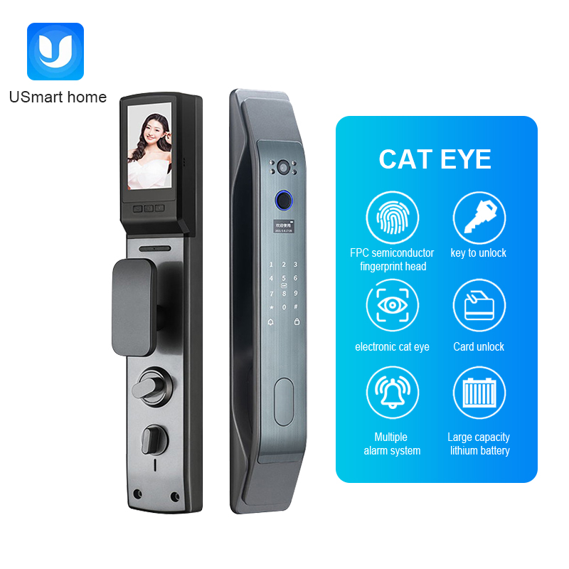 Wifi Tuya Smart door Lock Cat Eye Smart Lock with HD Camera Biometric Fingerprint Lock with