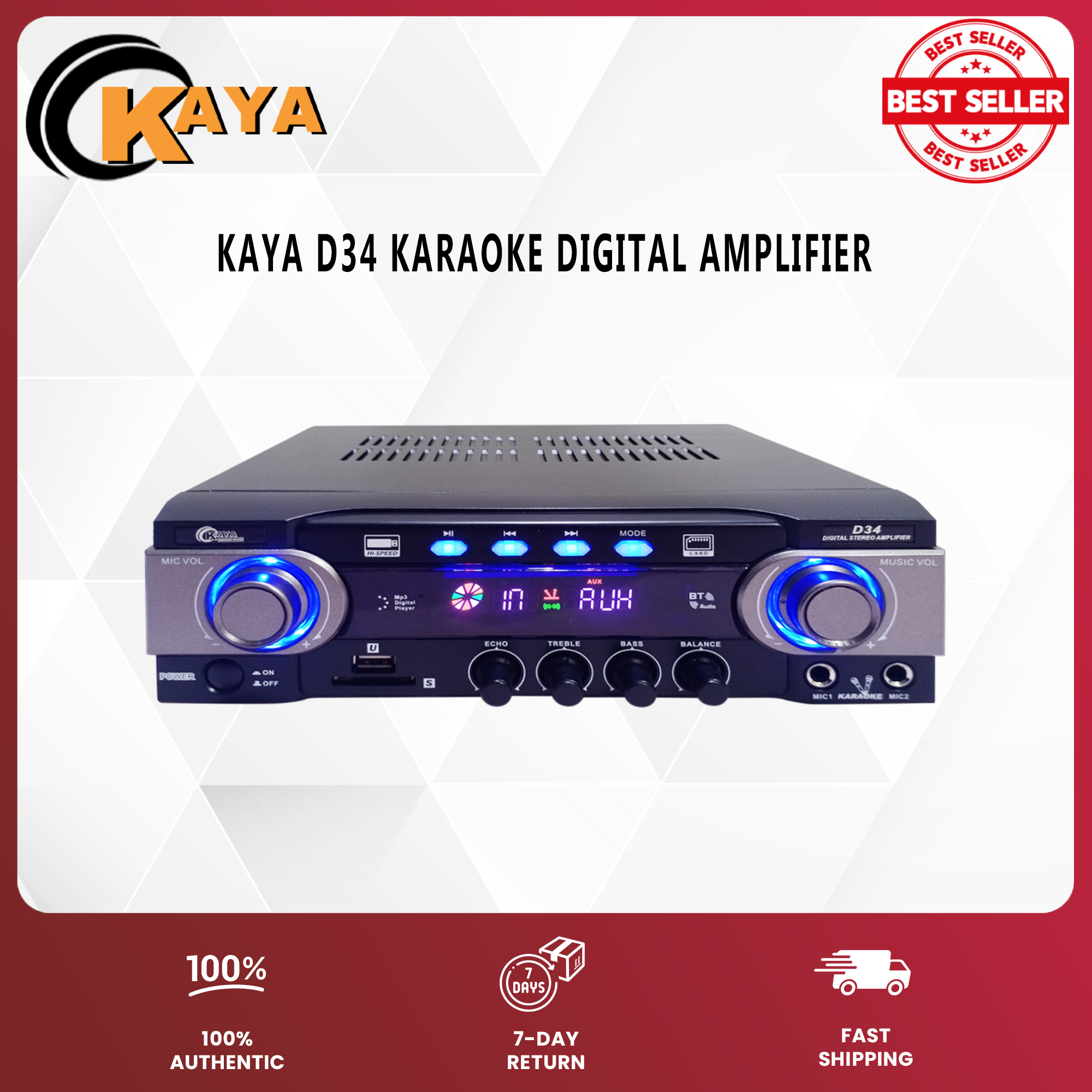 KAYA (D34) 350 Watts 2 Channel Karaoke Amplifier / Videoke Amplifier