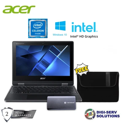 Acer TMB311R-31-A14PG 11.6-inch Touch Screen HD Laptop with Intel Celeron N4020 Processor, 4GB DDR4 Memory, 64GB eMMC Storage, Intel UHD Graphics 600, Windows 10 Pro and FREE 250GB External SSD and Protective Sleeve