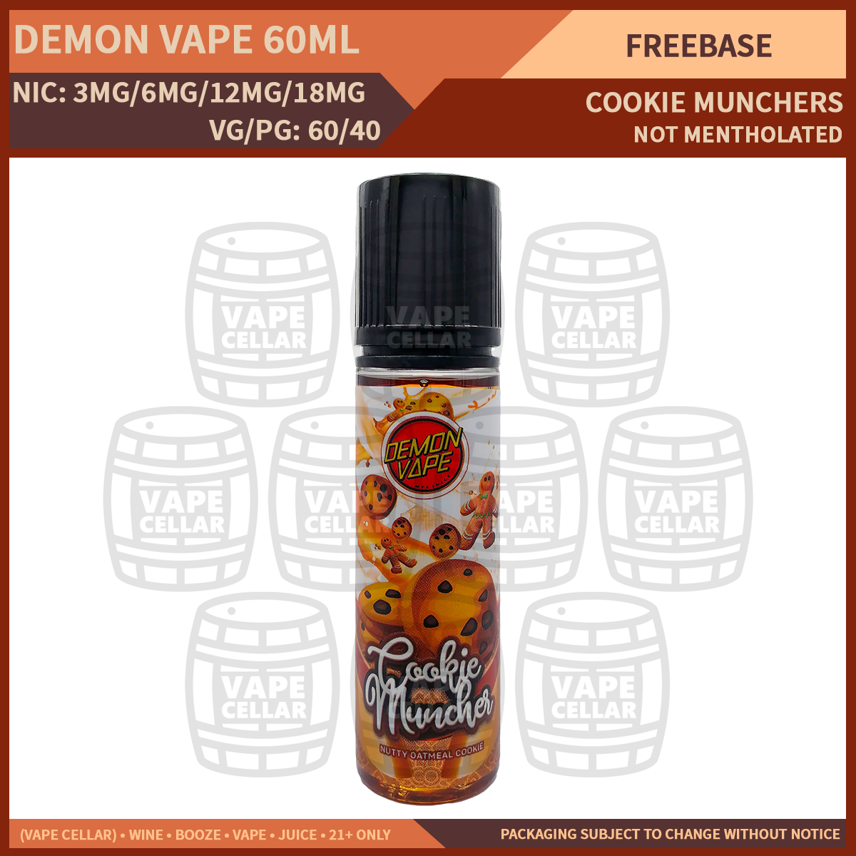 Demonvape 60ML Cookie Munchers (3 MG, 6 MG, 12 MG, 18 MG) | Lazada PH