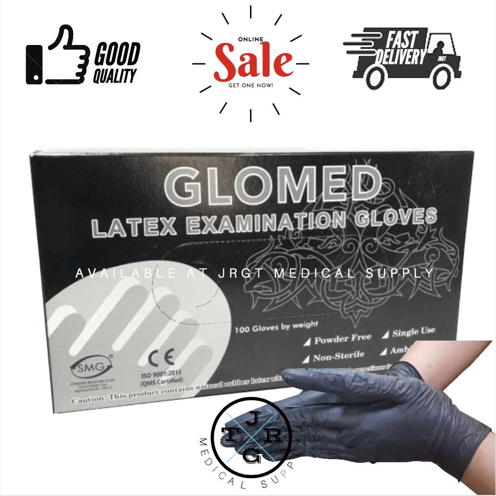 Glomed Latex Examination / Surgical Gloves (Black)