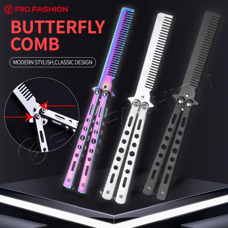 Mobestech Butterfly Comb Stainless Steel Rainbow Portable Safe Foldable  Hair Trimmer Cool Combs for Practice Training Beginner