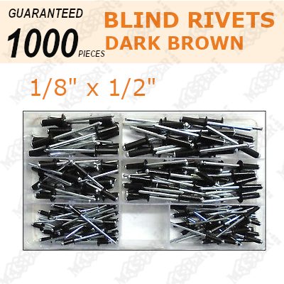 1/8 x 3/16 Grip QTY 250 Brown Pop Rivets 1/8 Diameter All Aluminum Painted Blind Rivets 4-3