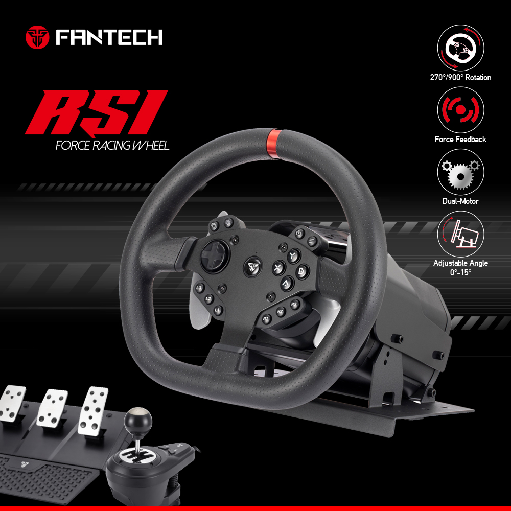 Fantech RS1 Force Racing Steering Wheel Gamepad Controller With Pedals ...
