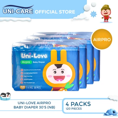 UniLove Airpro Baby Diaper 30's (Newborn) Pack of 4