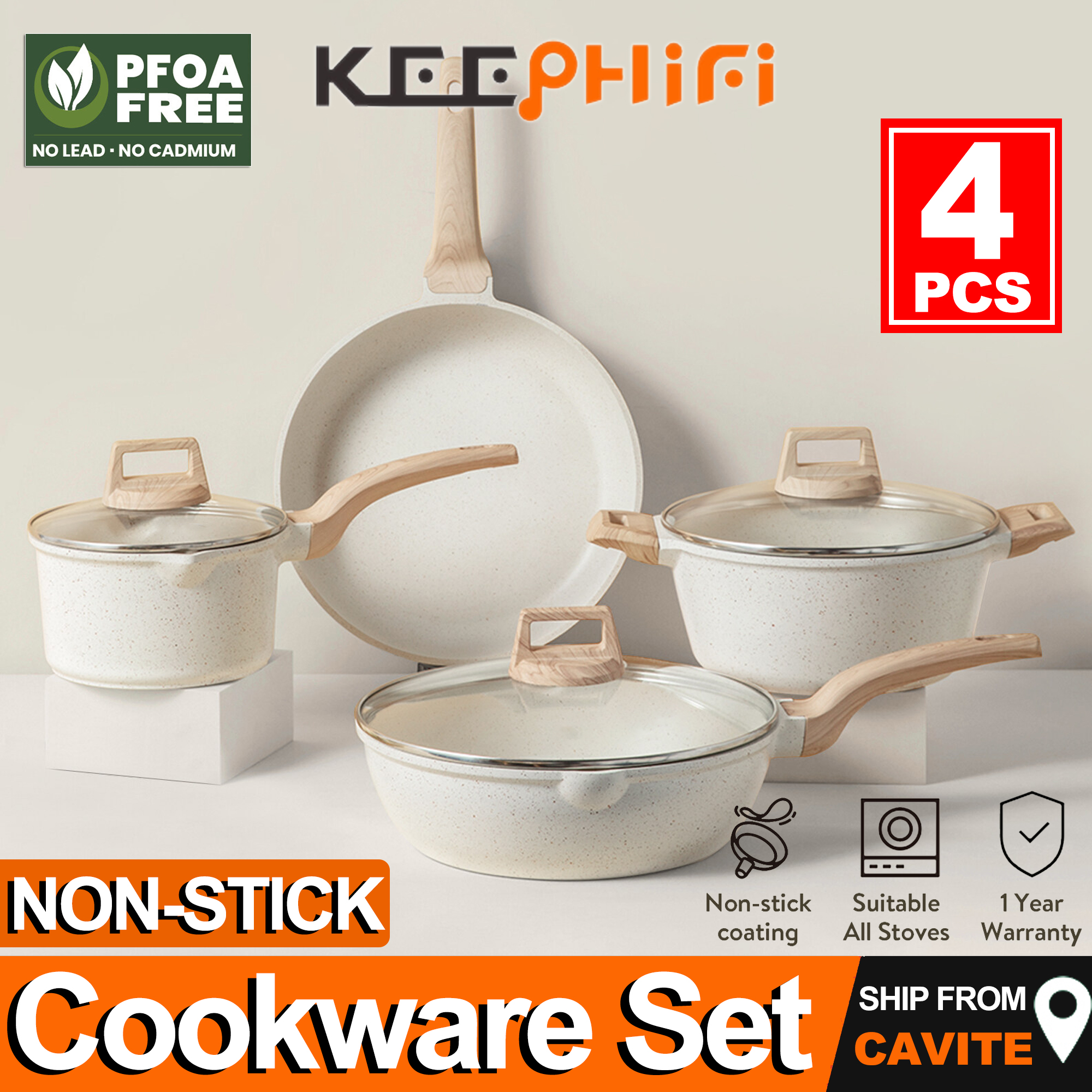 Carote Non Stick Frying Pan kitchen cookware set 4 pcs Kawali wok