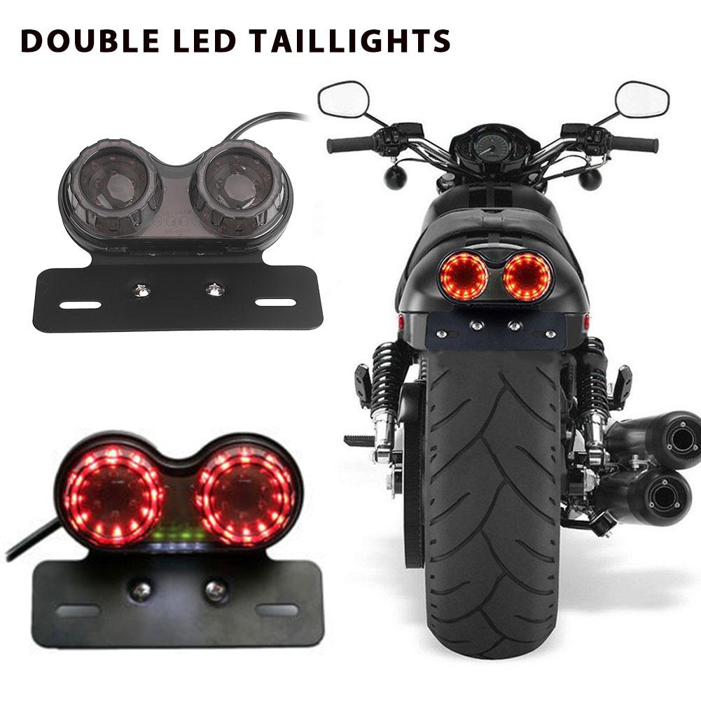 Universal Twin Dual Motorbike Taillight Rear Lamp LED Motorcycle Tail