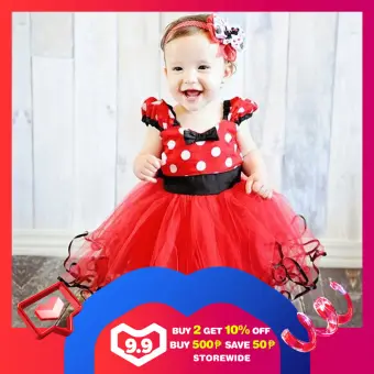 baby red polka dot dress