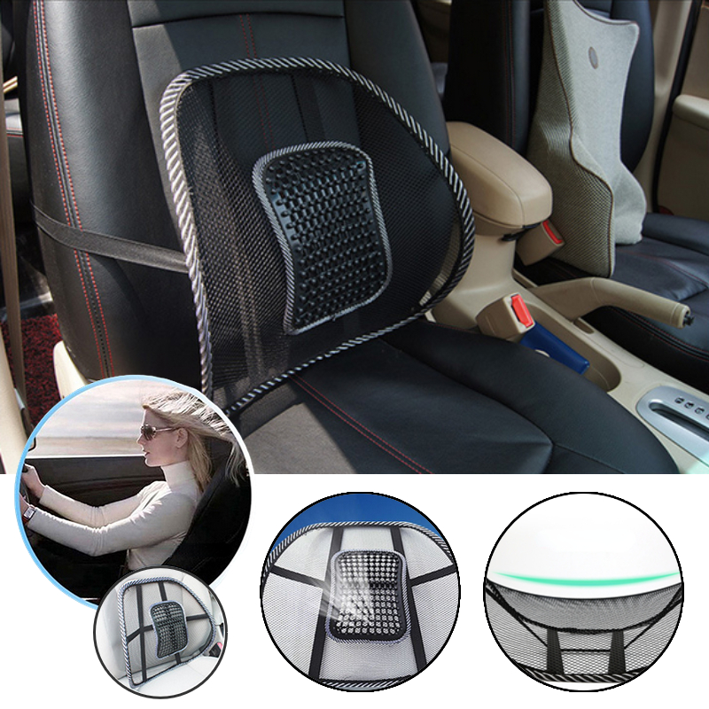 Universal Car Back Support Chair Massage Lumbar Support Waist Cushion Ice  Silk Mesh Ventilate Cushion Pad