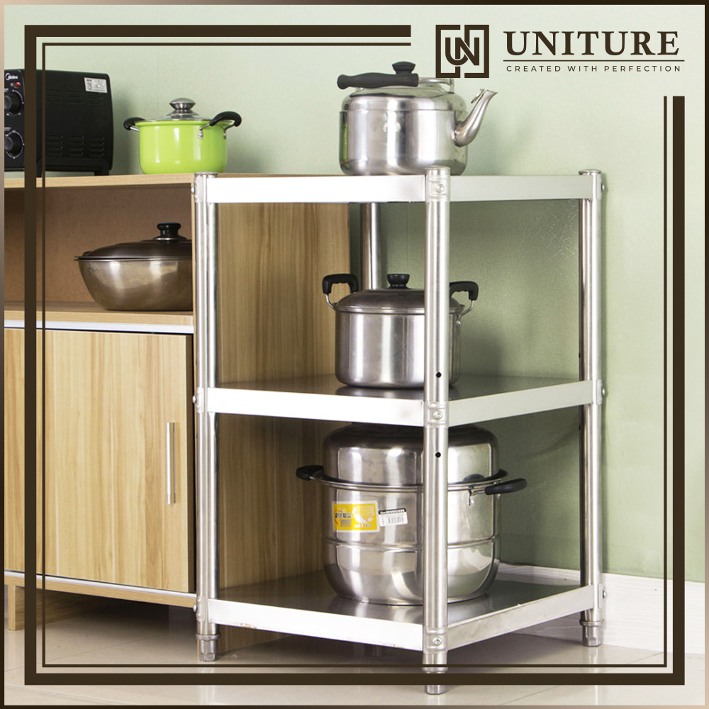 UNITURE Stainless steel kitchen Rack 3 layer Storage Pot Rack Lazada PH