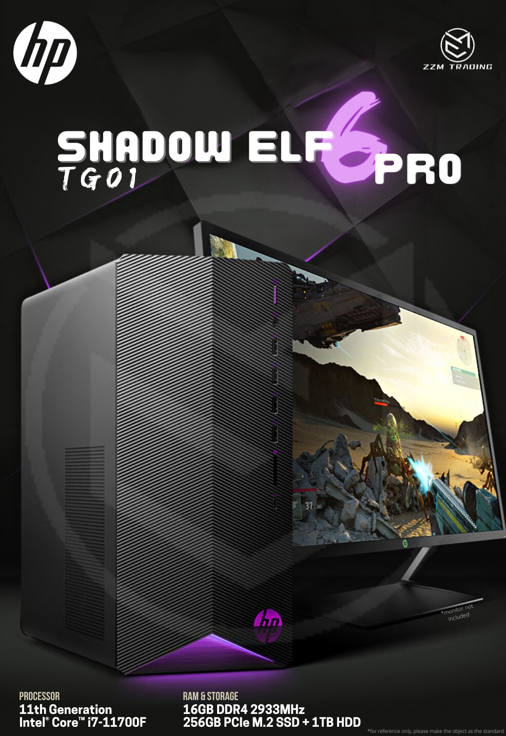 HP Shadow Elf Pro TG01 CPU Intel Edition RTX 2060/3060 GTX 1650/1660 16GB  RAM 256GB SSD+1TB HDD Lazada PH