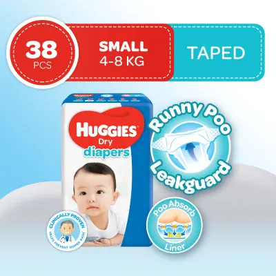 Huggies Dry Small (4-8 kg) - 38 pcs x 1 pack (38 pcs) - Tape Diapers