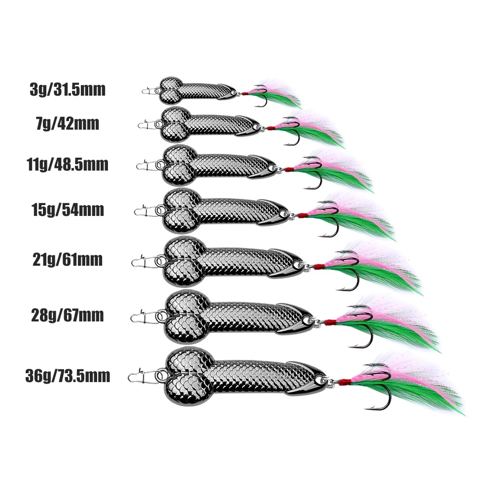 Fisherman Metal Spoon Penis Sequins Vibrating Fishing Hard Bait Artificial  Bass Lure 3g 7g 11g 15g 21g 28g 36g
