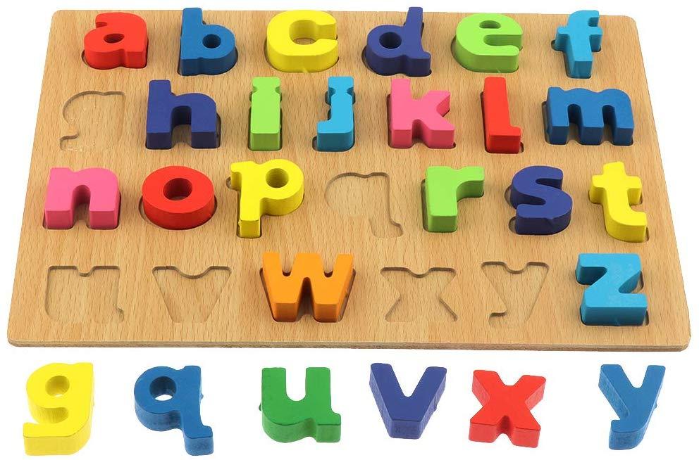 Colorful Wooden Alphabet Puzzle Blocks Early Learning Toy for Toddlers