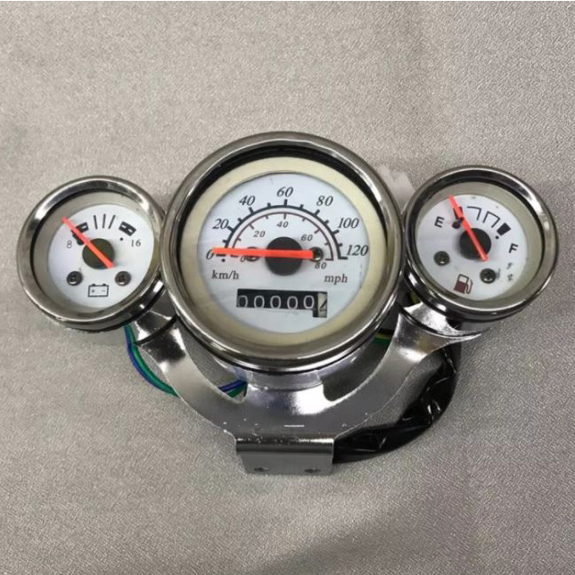 MOTORCYCLE UNIVERSAL SPEEDOMETER GAUGE 3 in 1 (SMALL) with Voltmeter