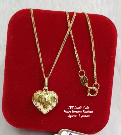 PAWNABLE 18K Saudi Gold Heart Pendant 