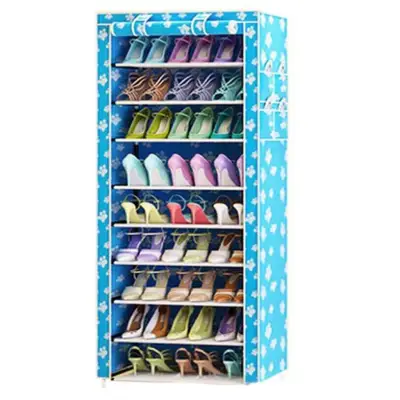 10 Layer 9 Grid Shoe Rack Storage Cabinet Cover Pockets （Any color）