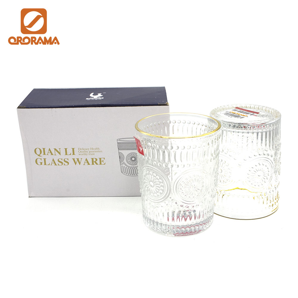Whiskey Glass with Gold Rimmed Drinking Glass Tumbler Gold Glass