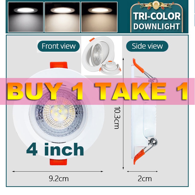 LED Downlight tricolor Recessed Pin Lights 5W/9W/12W/18W Ceiling Light ...